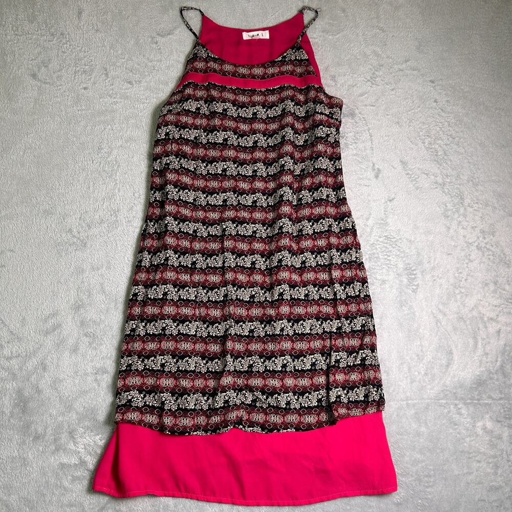 NWOT THML Layered Spaghetti Strap Slip Dress Womens Small Hot Pink Boho Summer - Picture 2 of 5